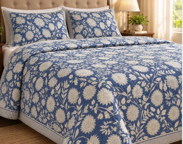 Blue_Organic_Percale_Cotton_King_Size_AC_Quilts_For_Unisex
