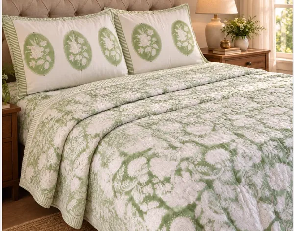 Green_Organic_Percale_Cotton_King_Size_AC_Quilts_For_Unisex