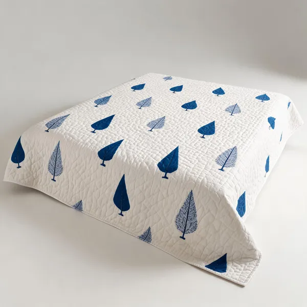 White_&_Blue_Organic_Percale_Cotton_King_Size_AC_Quilts_For_Unisex