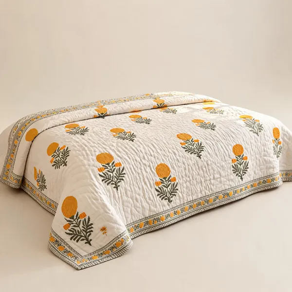 Beige_Yellow_Organic_Percale_Cotton_King_Size_AC_Quilts_For_Unisex