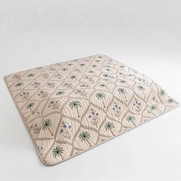 White_Green_Organic_Percale_Cotton_King_Size_AC_Quilts_For_Unisex