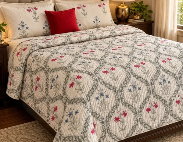 Green_Pink_Blue_Organic_Percale_Cotton_King_Size_AC_Quilts_For_Unisex