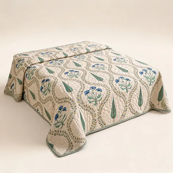 Blue_Green_Organic_Percale_Cotton_King_Size_AC_Quilts_For_Unisex