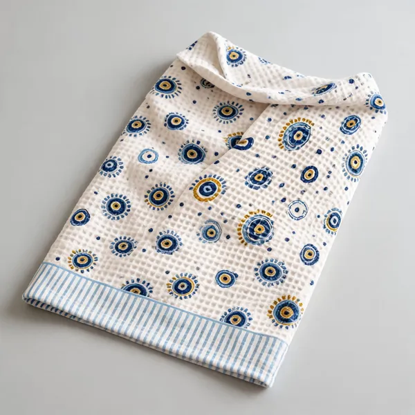 White_Blue_Waffle_Cotton_Bathing_Towel_For_Boys_&_Girls