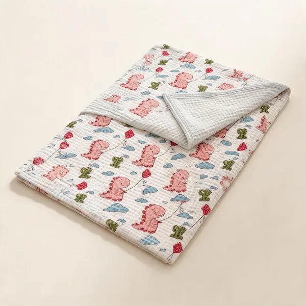White_Red_Waffle_Cotton_Bathing_Towel_For_Boys_&_Girls