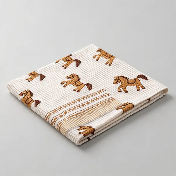 White_Brown_Waffle_Cotton_Bathing_Towel_For_Boys_&_Girls