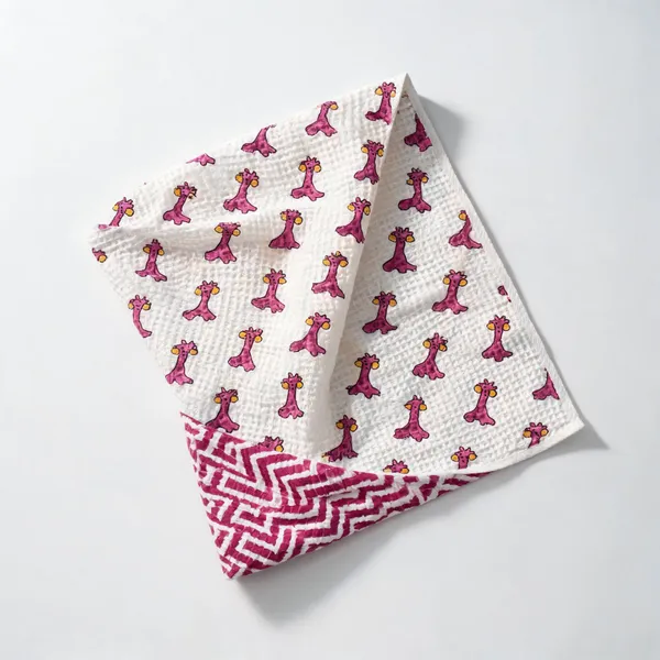 White_Magenta_Waffle_Cotton_Bathing_Towel_For_Boys_&_Girls