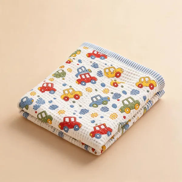 Teal_Blue_Pink_Waffle_Cotton_Bathing_Towel_For_Boys_&_Girls