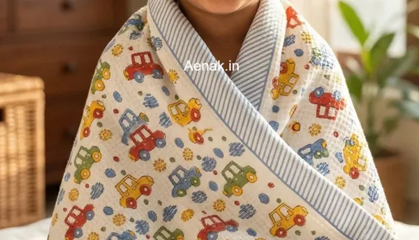 Teal_Blue_Pink_Waffle_Cotton_Bathing_Towel_For_Boys_&_Girls