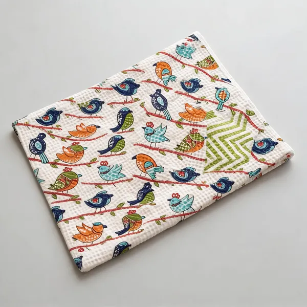 White_Blue_Green_Waffle_Cotton_Bathing_Towel_For_Boys_&_Girls