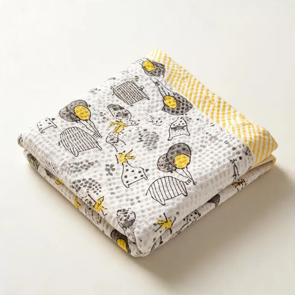 White_Yellow_Grey_Waffle_Cotton_Bathing_Towel_For_Boys_&_Girls