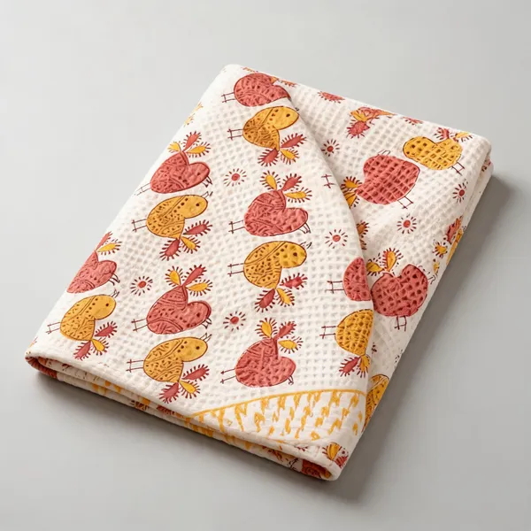 Orange_Pink_Waffle_Cotton_Bathing_Towel_For_Boys_&_Girls