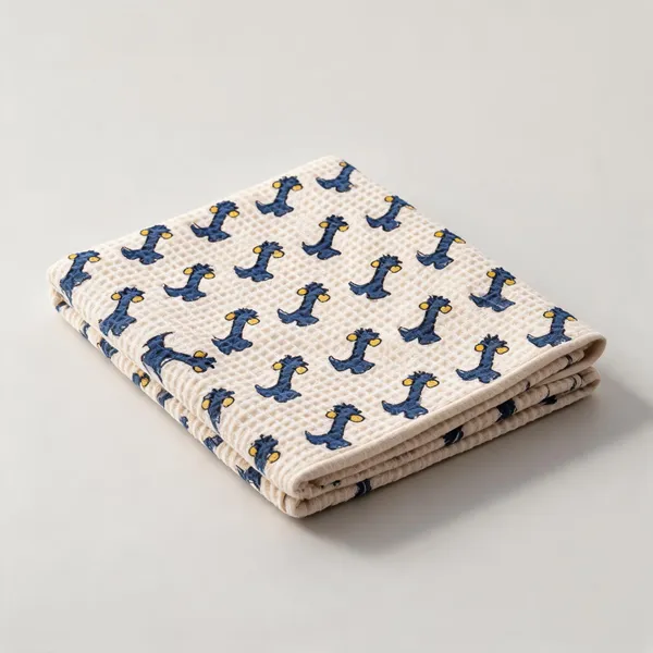 White_Blue_Waffle_Cotton_Bathing_Towel_For_Boys_&_Girls