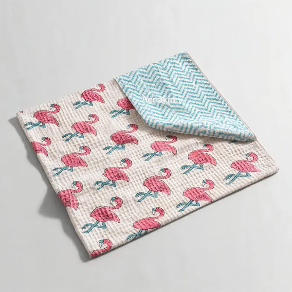 White_Pink_Waffle_Cotton_Bathing_Towel_For_Boys_&_Girls
