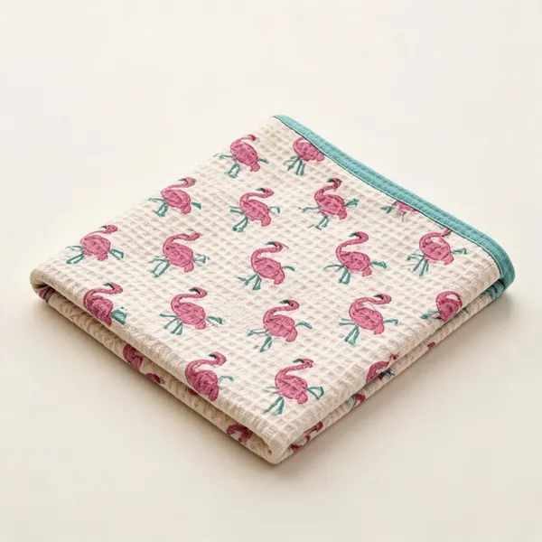 Pink_Sea_Green_Waffle_Cotton_Bathing_Towel_For_Boys_&_Girls