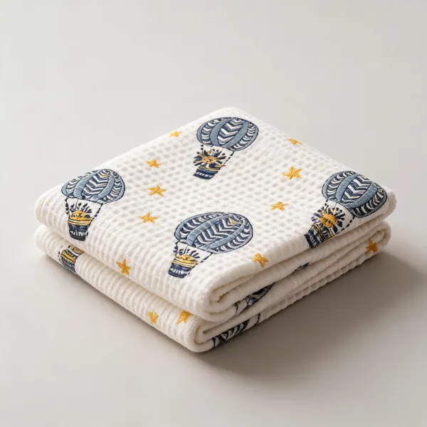 White_Blue_Waffle_Cotton_Bathing_Towel_For_Boys_&_Girls