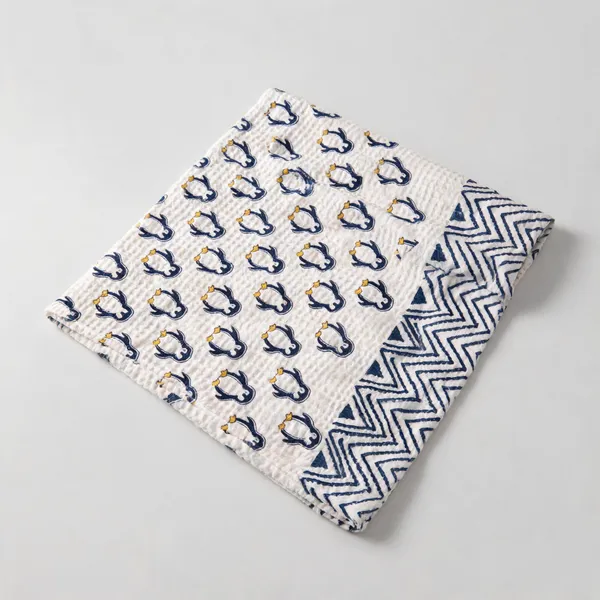 White_Blue_Waffle_Cotton_Bathing_Towel_For_Boys_&_Girls