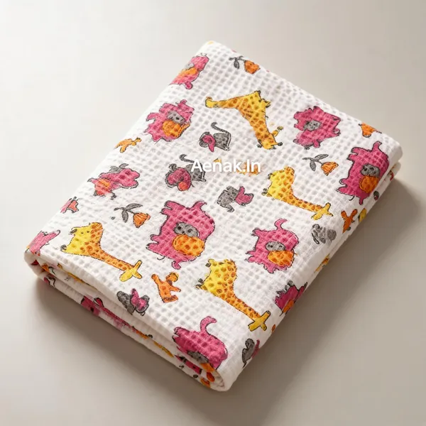 White_Pink_Yellow_Waffle_Cotton_Bathing_Towel_For_Boys_&_Girls