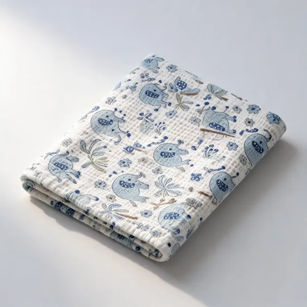 White_Blue_Waffle_Cotton_Bathing_Towel_For_Boys_&_Girls
