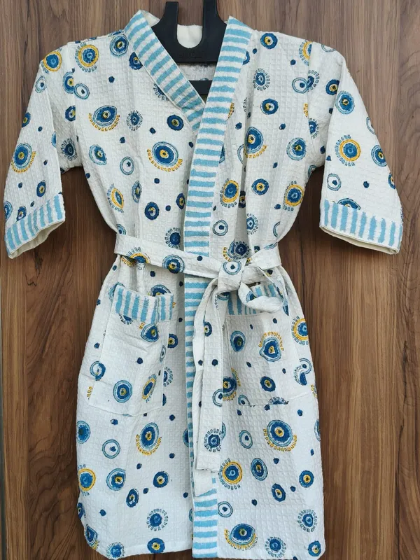 Handblock_Evil_Eye_Waffle_Cotton_Kids_Bath_Robe