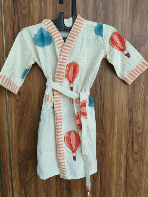 Multicolor_Waffle_Cotton_Kids_Bathrobes_For_Boys_&_Girls