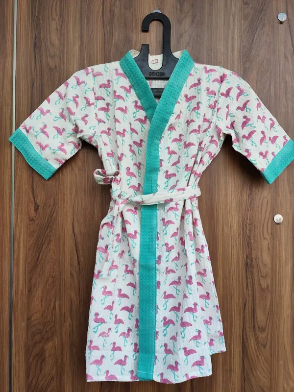 Multicolor_Waffle_Cotton_Kids_Bathrobes_For_Boys_&_Girls