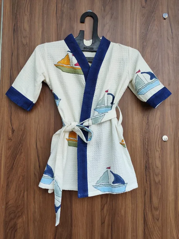 Multicolor_Waffle_Cotton_Kids_Bathrobes_For_Boys_&_Girls
