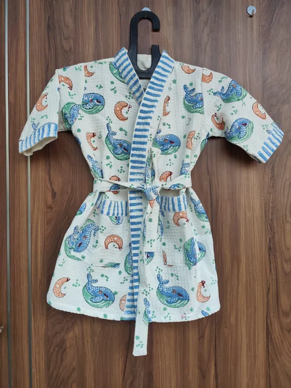 Multicolor_Waffle_Cotton_Kids_Bathrobes_For_Boys_&_Girls