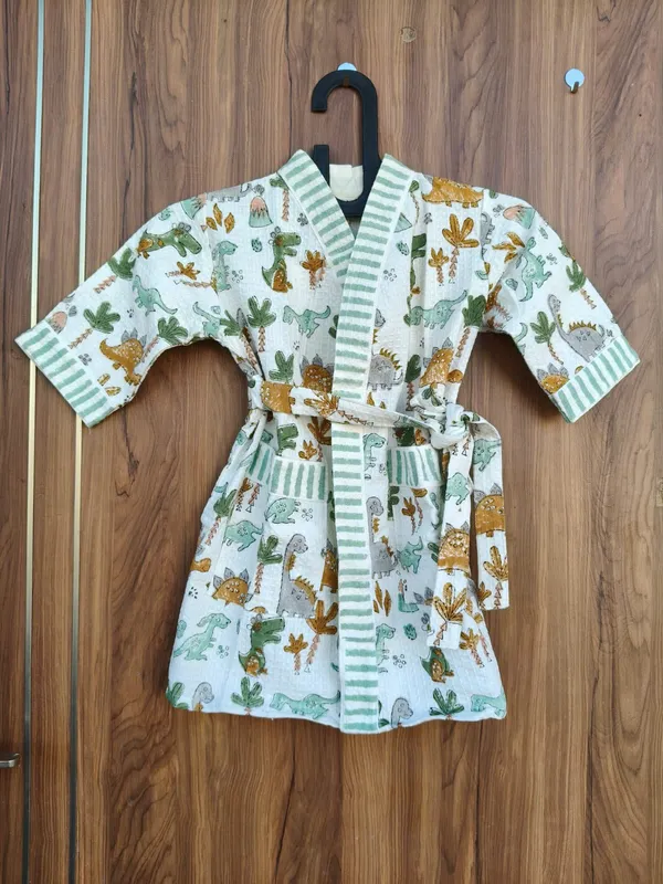 Multicolor_Waffle_Cotton_Kids_Bathrobes_For_Boys_&_Girls
