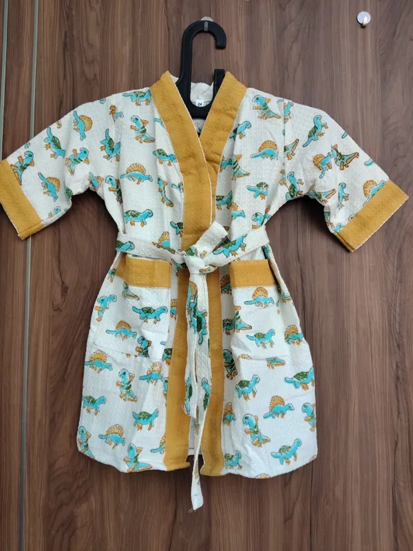 Multicolor_Waffle_Cotton_Kids_Bathrobes_For_Boys_&_Girls
