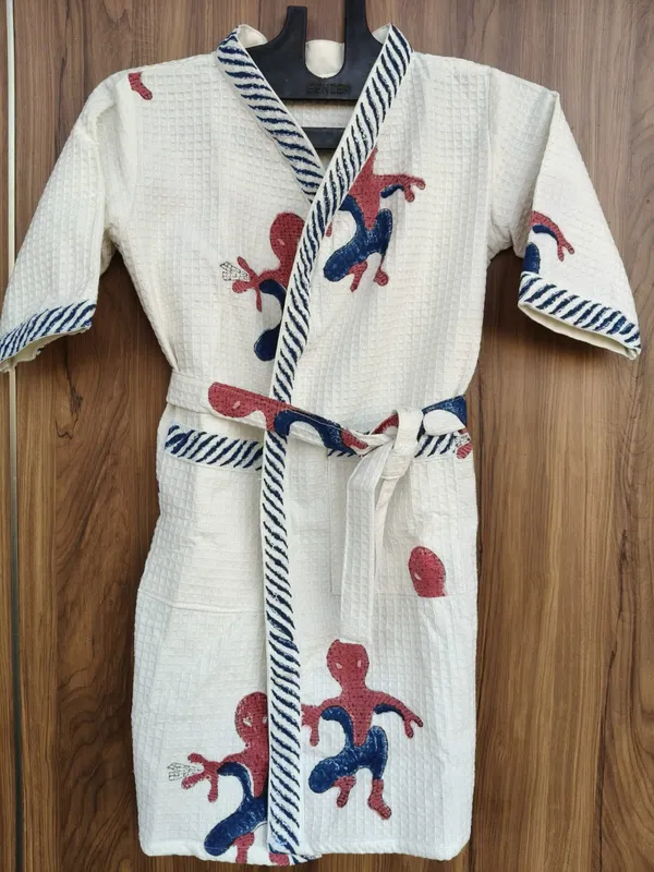Multicolor_Waffle_Cotton_Kids_Bathrobes_For_Boys_&_Girls