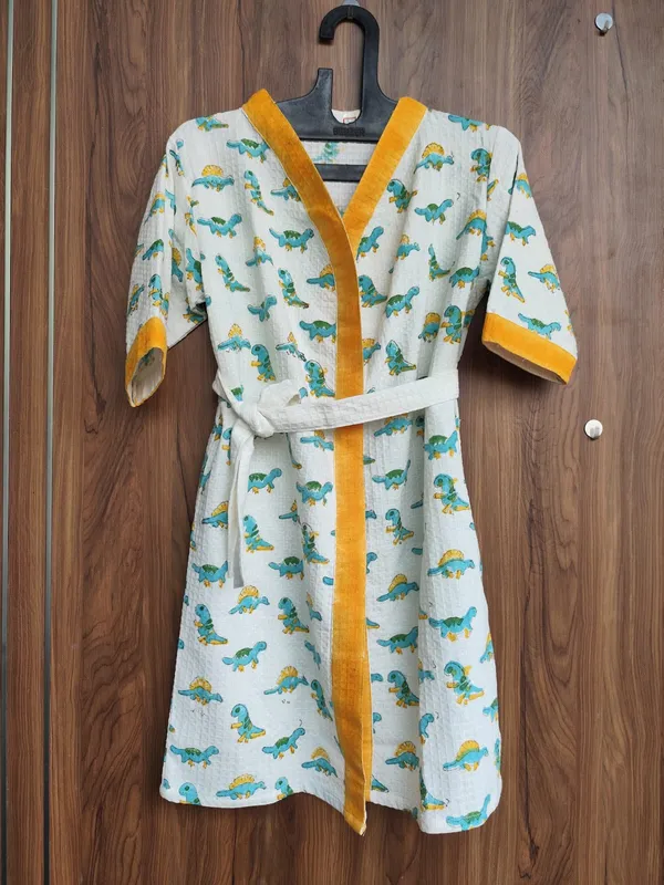 Multicolor_Waffle_Cotton_Kids_Bathrobes_For_Boys_&_Girls