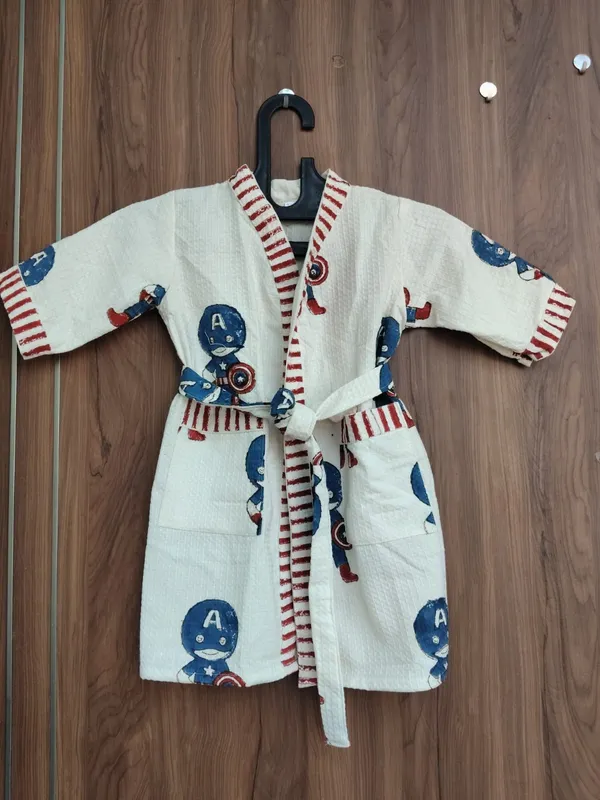 Multicolor_Waffle_Cotton_Kids_Bathrobes_For_Boys_&_Girls