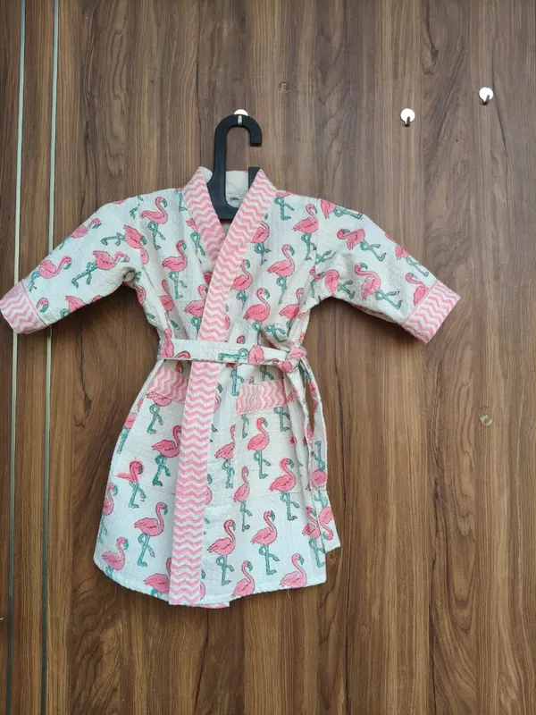 Multicolor_Waffle_Cotton_Kids_Bathrobes_For_Boys_&_Girls