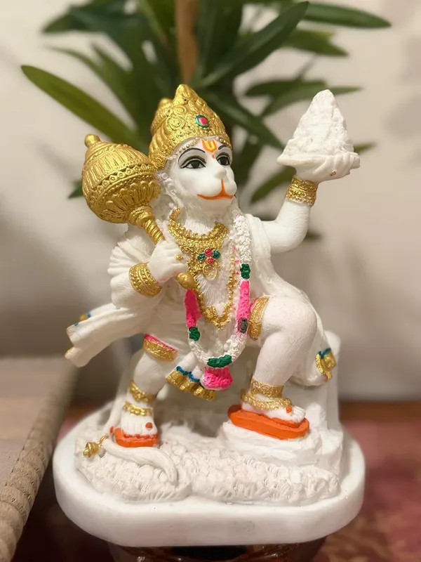 Lord_Hanuman_Idol_Murti_Statue_For_Home_Puja_Room_White_Hanuman_Ji_Murti_With_Golden_Accents_Handcrafted_Hindu_Deity_Figurine_For_Religious_Home_Decor_Gifting