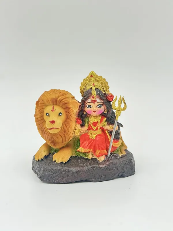 Maa_Durga_Idol_For_Car_Dashboard_Hindu_Goddess_Figurine_With_Lion_Red_And_Gold_Decorative_Statue