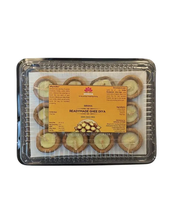 Ghee_Diya_Batti_With_Clay_Dia_For_Puja_Ready_Made_Yellow_Cotton_Wicks_For_Prayer_Rituals_Earthen_Oil_Lamp_Set_For_Temple_Festival_Use_12_Pieces
