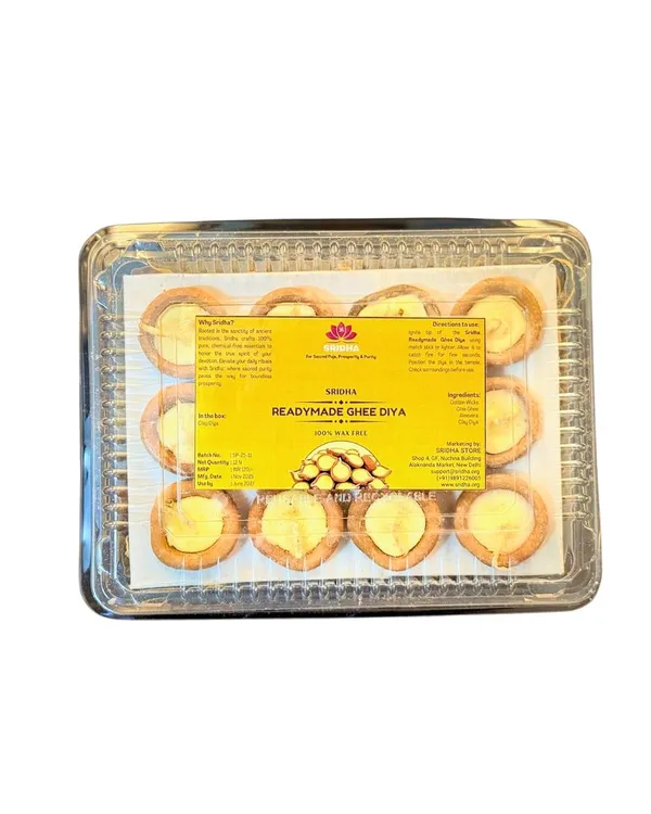 Ghee_Diya_Batti_With_Clay_Dia_For_Puja_Ready_Made_Yellow_Cotton_Wicks_For_Prayer_Rituals_Earthen_Oil_Lamp_Set_For_Temple_Festival_Use_12_Pieces