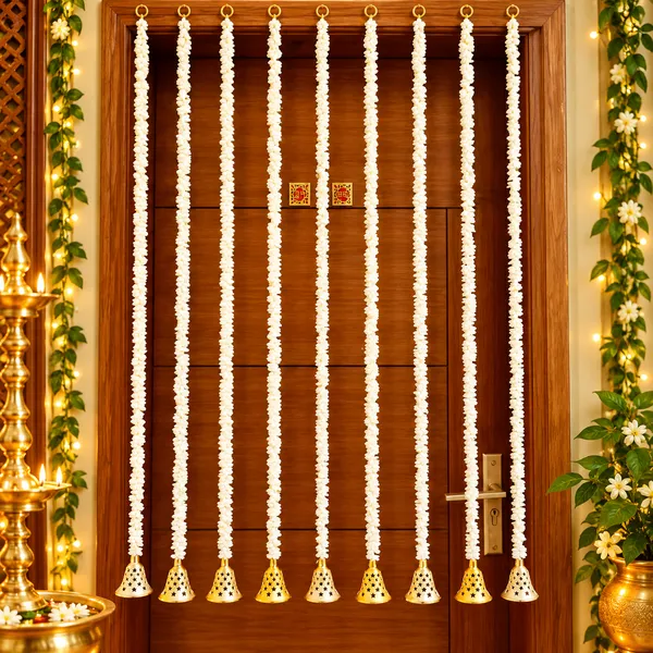 Sridha_Artificial_Jasmine_Flower_Door_Hanging_Toran_with_Golden_Bells_[5_Pc]_|_5_White_Mogra_Garland_Curtains_for_Main_Door,_Pooja_Room,_Mandir_&_Festive_Decoration