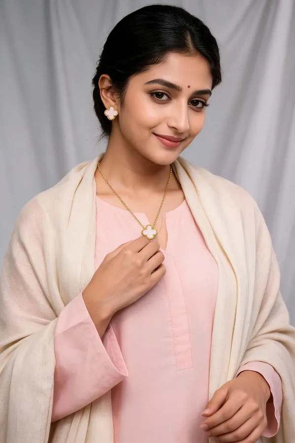 Pink_Stainless_Steel_Necklace_Set_For_Women