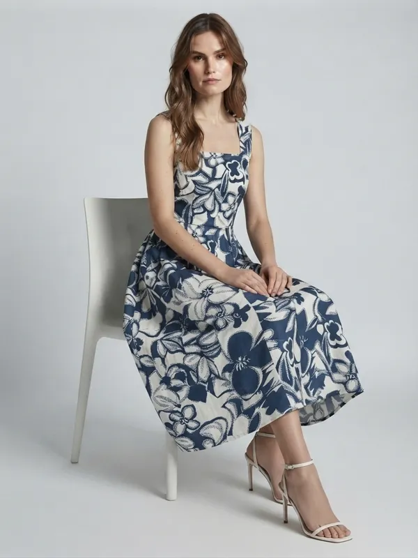 Floral_Printed_Blue_Rayon_Square_Neck_Sleeveless_Fit_and_Flare_Midi_Dress