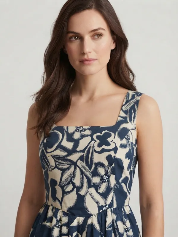 Floral_Printed_Blue_Rayon_Square_Neck_Sleeveless_Fit_and_Flare_Midi_Dress