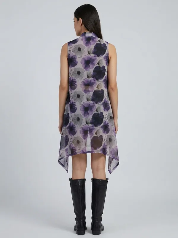 Floral_Printed_Lilac_Chiffon_Sleeveless_Open_Front_Asymmetric_Hem_Shrug_For_Women