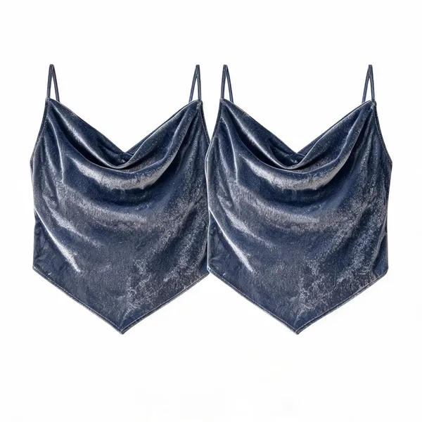 Grey_Velvet_Slim_Fit_V-Neck_Top_For_Women_-_Pack_of_2