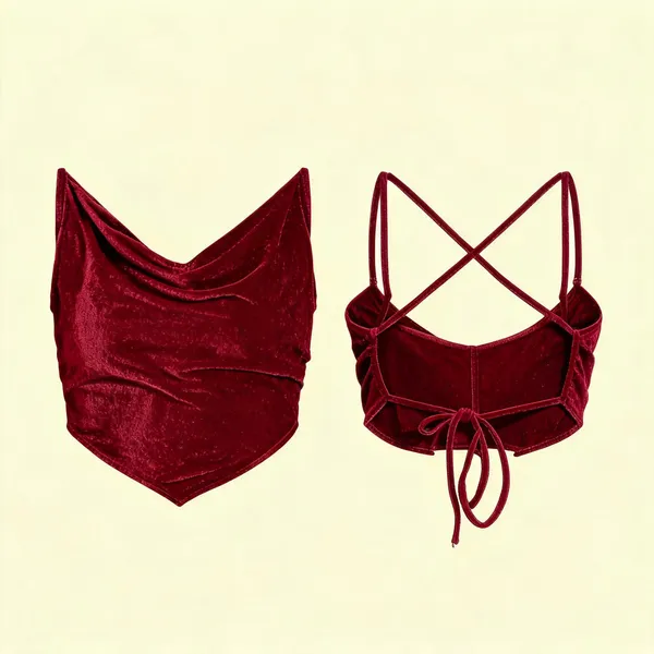 Maroon_Velvet_Slim_Fit_Solid_V-Neck_Top_For_Women_-_Pack_of_2