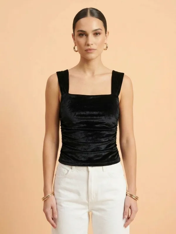 Solid_Black_Velvet_Square_Neck_Sleeveless_Regular_Top