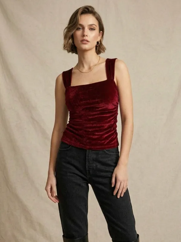 Solid_Maroon_Velvet_Square_Neck_Sleeveless_Regular_Top