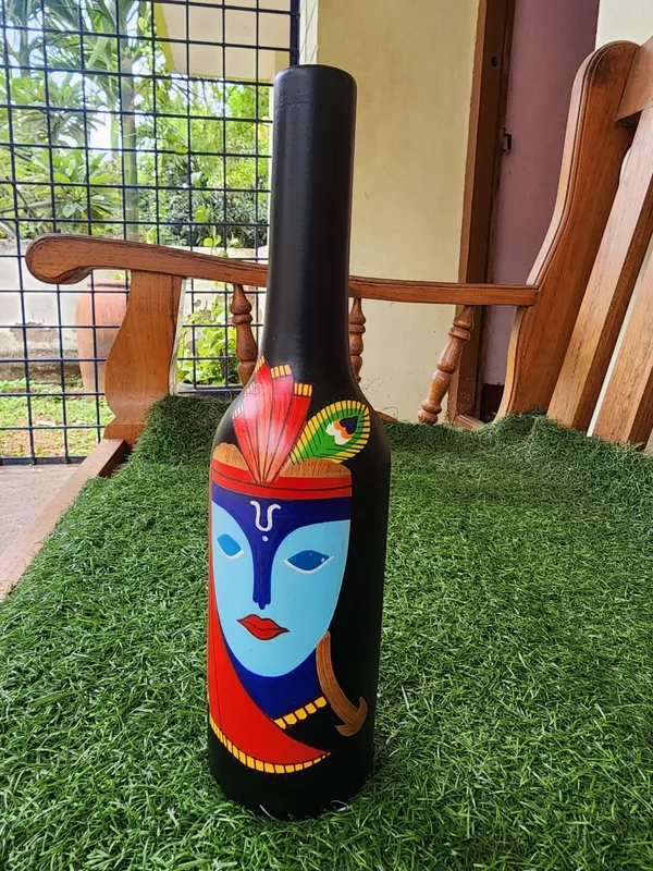 Black_Wood_Krishna_Folk_Art_Painted_Decorative_Bottle