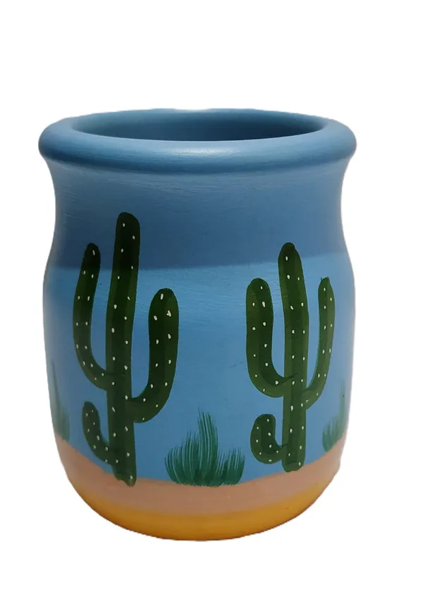 Blue_Wood_Cactus_Print_Cylindrical_Pen_Holder