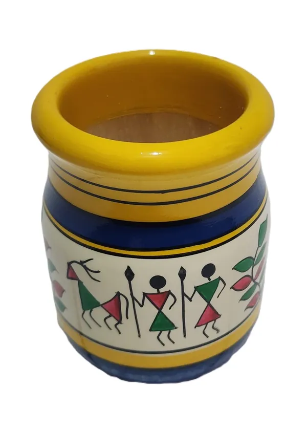Wood_Multicolour_Warli_Art_Decorative_Pen_Holder